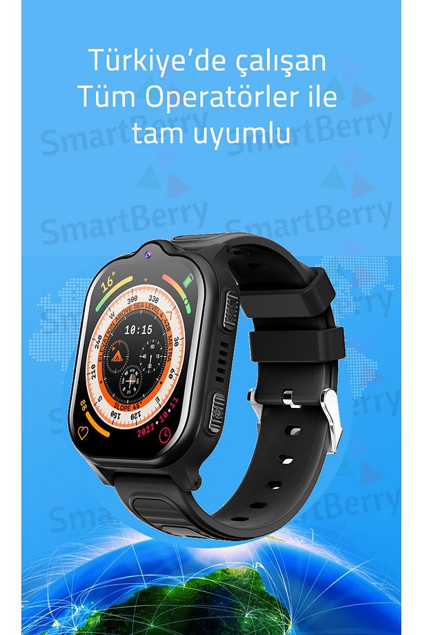 Z32 Görüntülü Görüşme Gps Wıfı Net Konum Gizli Dinleme Akıllı Çocuk Takip Saati Sim Kartlı - Mavi - 6