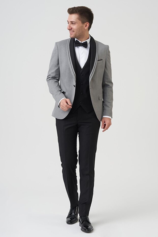 Philadelphia[D2405 Slim Fit 6 Drop Stretch Fabric Groom's Suit A.Gray