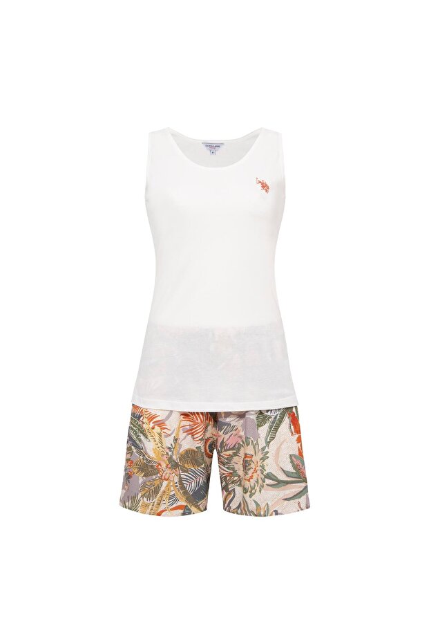 U.S. Polo Assn. Women's 201 Ecru Shorts Set
