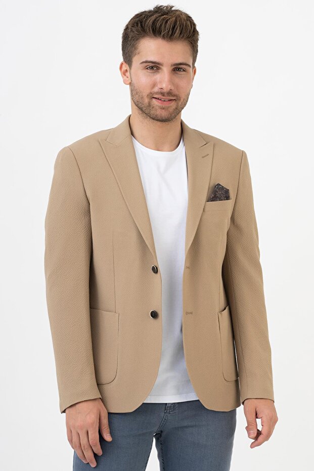 Puebla C189 Regular Fit 6 Drop Lycra Jacket Beige