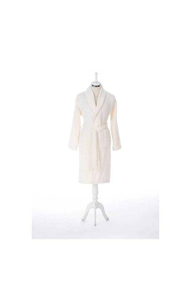 Şalyaka Classic Bathrobe Size L Cream Color 100% Cotton