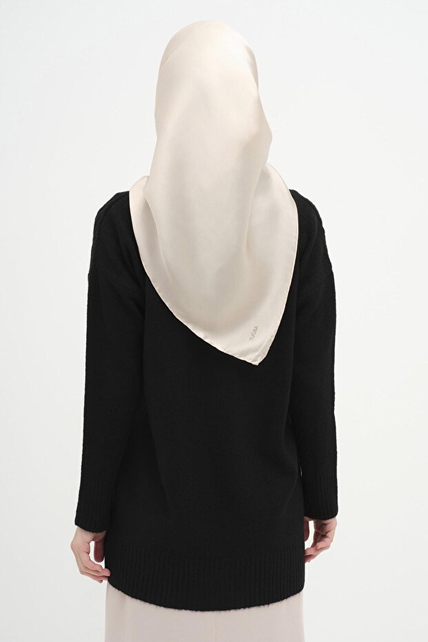 Örgü Desen Triko Tunik - Siyah - 5