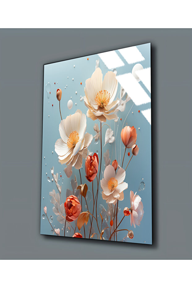 Hari̇kabi̇rev | Unbreakable Glass (Tempered) Soft Colors Flower Table 06 | Tmtekli̇