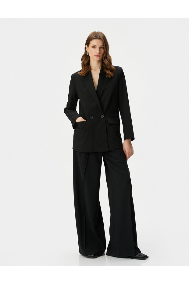 Blazer Jacket Double Breasted Buttoned with Flap Pockets