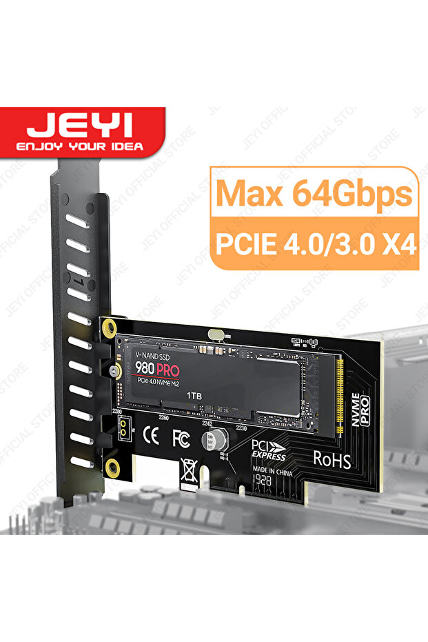 SK4 M.2 NVME to PCIe 4.0 3.0 SSD Adapter, 64Gbps PCIe 4.0 X4 X8 X16 Expansion Card for Des