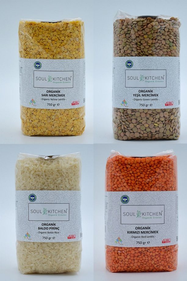 Organik Sarı Mercimek - Org. Yeşil Mercimek - Org. Kırmızı Mercimek - Org. Pirinç (4X750GR) - 1