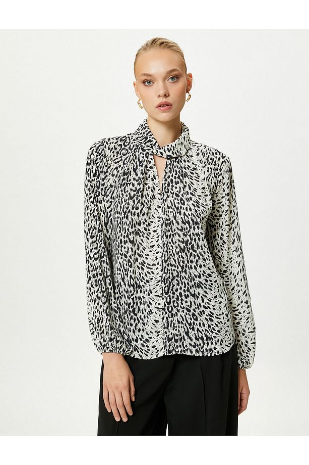 Zebra Desenli Bluz Balon Kollu Regular Fit - 3