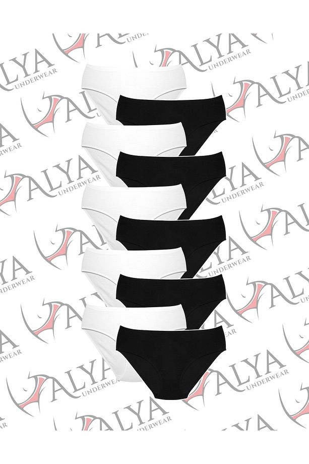 Kadın Pamuklu Külot Basic Slip Siyah Ve Beyaz 10'lu Paket ( Multicolor-x30 ) - 7