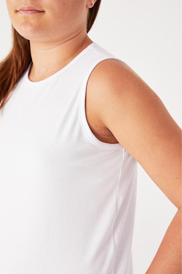 تي شيرت بناتي بدون أكمام من القطن برقبة دائرية 2009 - 3