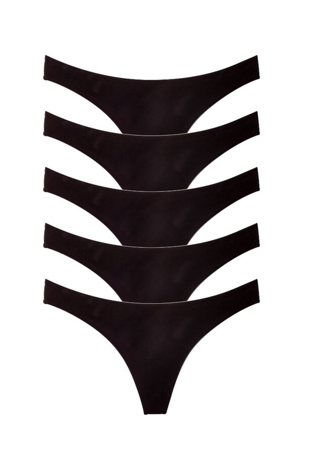 Női pamut bugyi - 5 db fekete string (S, M, L, XL) - 6