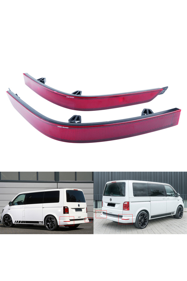 ANGRONG Pair Left + Right Rear Bumper Reflector Red Lens No Light Fit For VW Transporter T6 2015+