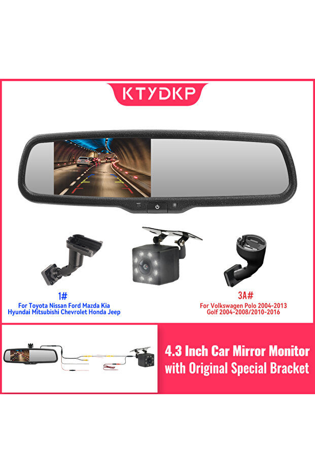Ktydkp 4.3 Inch Car Reversing Camera with Mirror Monitor Original Special Bracket Auto Brightness ... - 2