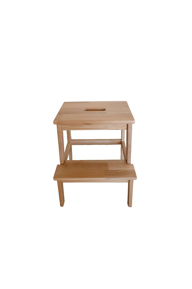 Ahşap İki Basamaklı Mutfak/Banyo/Balkon  Çok Amaçlı  Dayanıklı Tabure - 1