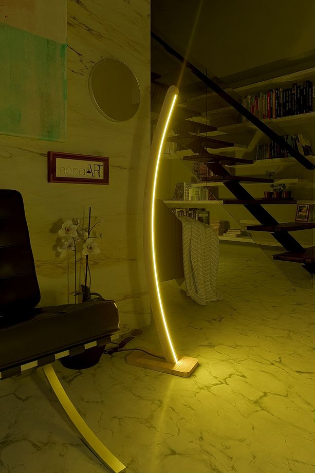Ahşap Ağaç Masif Mdf Kavisli Yeni Nesil Kapadokya Serisi Curved Günışığı Led Aydınlatma Lambader - 2