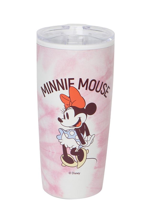 Mickey Mouse Lisanslı Batik Desenli Paslanmaz Çelik Kapaklı Bardak (860ml) - Minnie - 1