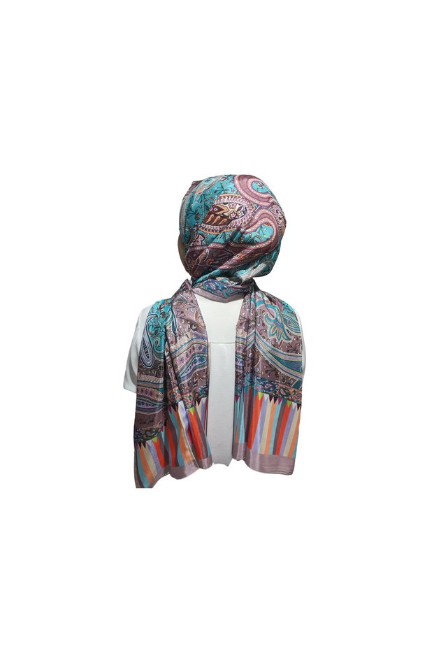 Voile Silk Shawl, Imported Silk Voile Shawl Hijab Very Light Etro Ethnic Pattern Voile Shawl