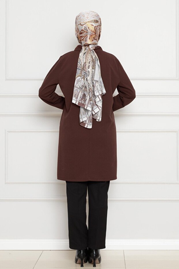 Brown Stand Collar Tunic - 5