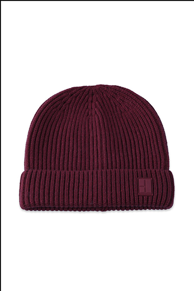 Bordo Düz Örgü Bere - 6