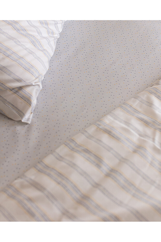 Avery King Size %100 Pamuk Ranforce Baskılı Nevresim Takımı - Mavi/Sarı - 2
