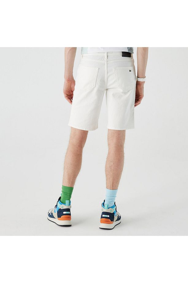 Erkek Slim Fit Denim Beyaz Bermuda - 2