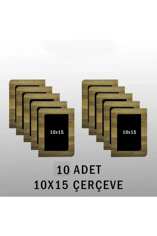 10 Adet 10x15 Boyutlu Mdf Ahşap Çerçeve-Raf Çerçevesi Yatay Dikey Resim Fotoğraf Çerçeve Seti-Frame - 1