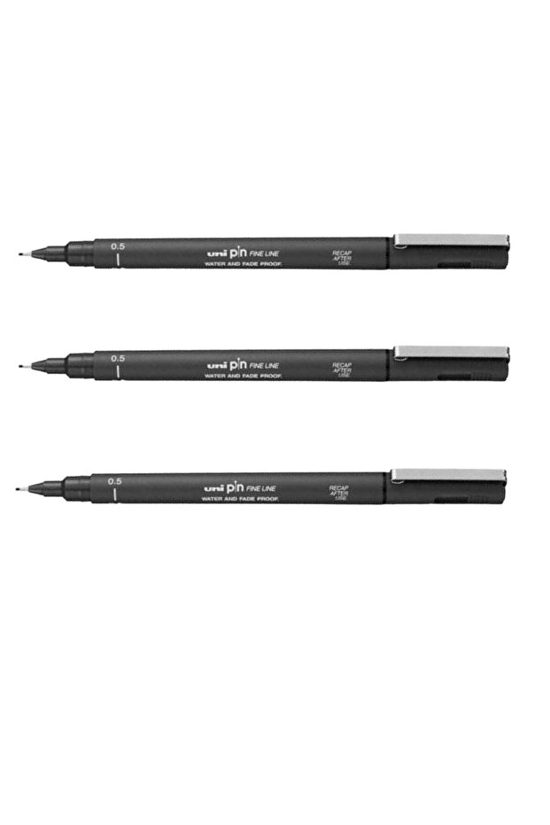 UNIBALL PIN (0.5") FINE LINE Acrylic TIP PEN BLACK (Three Pieces)