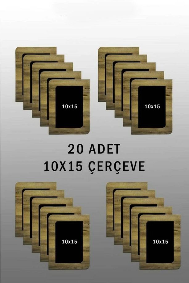 20 Adet 10x15 Boyutlu Mdf Ahşap Çerçeve-Raf Çerçevesi Yatay Dikey Resim Fotoğraf Çerçeve Seti-Frame - 1