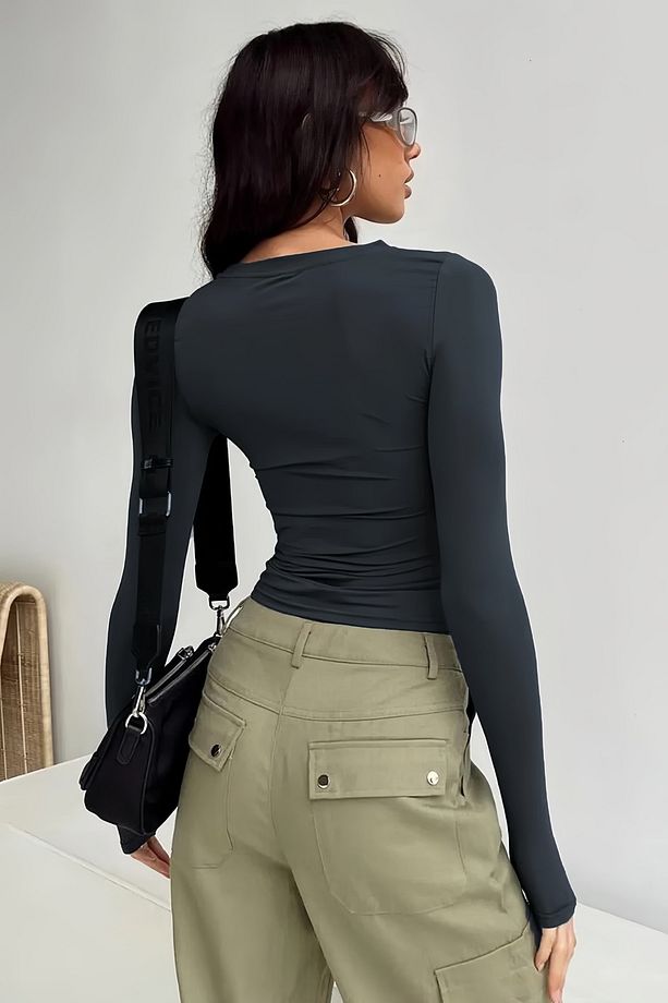 Füme Bisiklet Yaka Basic Uzun Kollu Body - 3