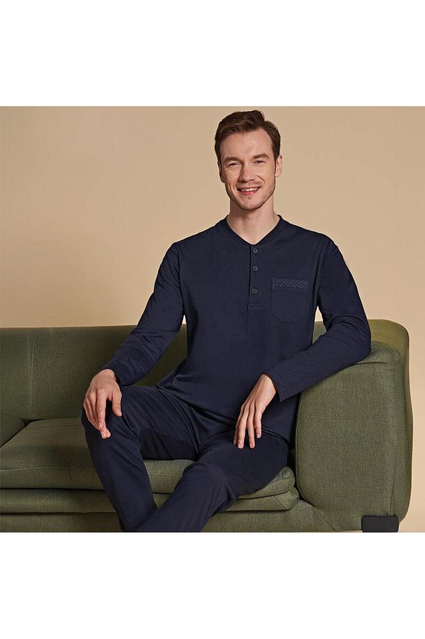 Over Sleep 1534 Erkek Kışlık Uzun Kol Pijama Takım - 1