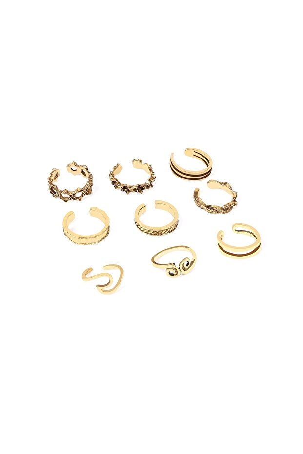 Dune Stainless Steel Toe Finger Ring Set
