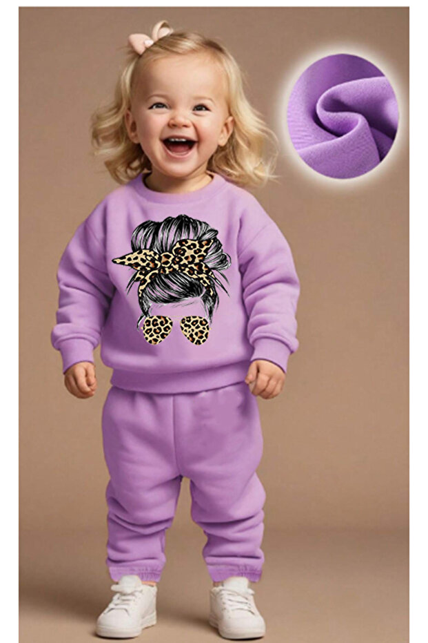 Girls Two Yarn Bottom Top Suit 100% Cotton Leopard