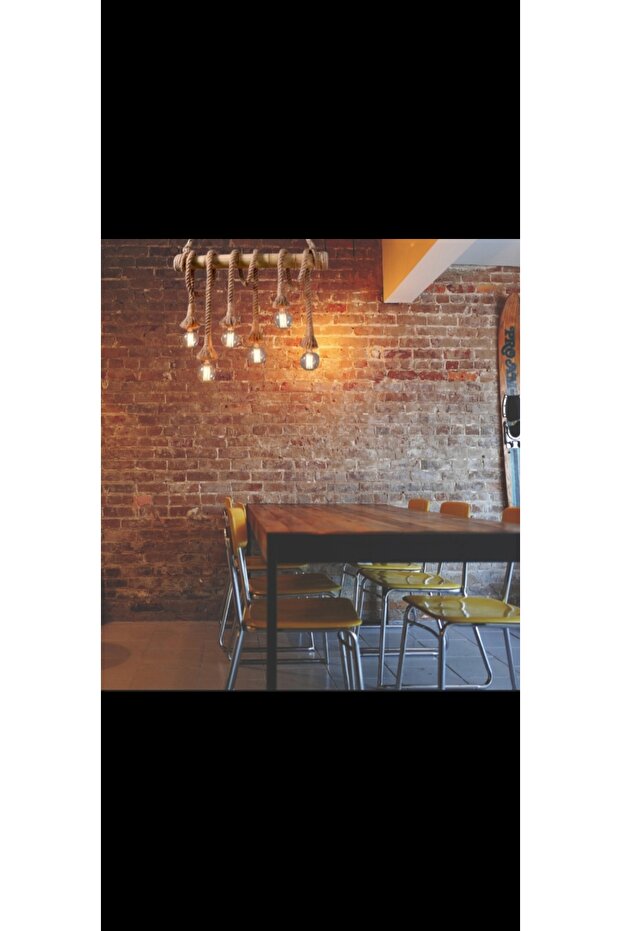 Doğal bambu halatlı avize. - 2