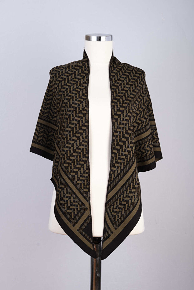 Desenli Triko Üçgen Şal - 5