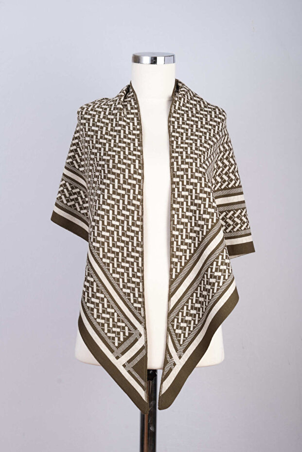 Desenli Triko Üçgen Şal - 4