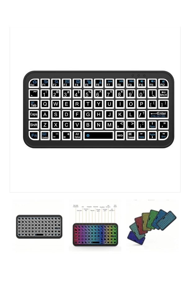 Mini Şarjlı Kablosuz Klavye Sarjlı Işıklı Bluetooth Bağlantılı Android TV Uyumlu Klavye - 1