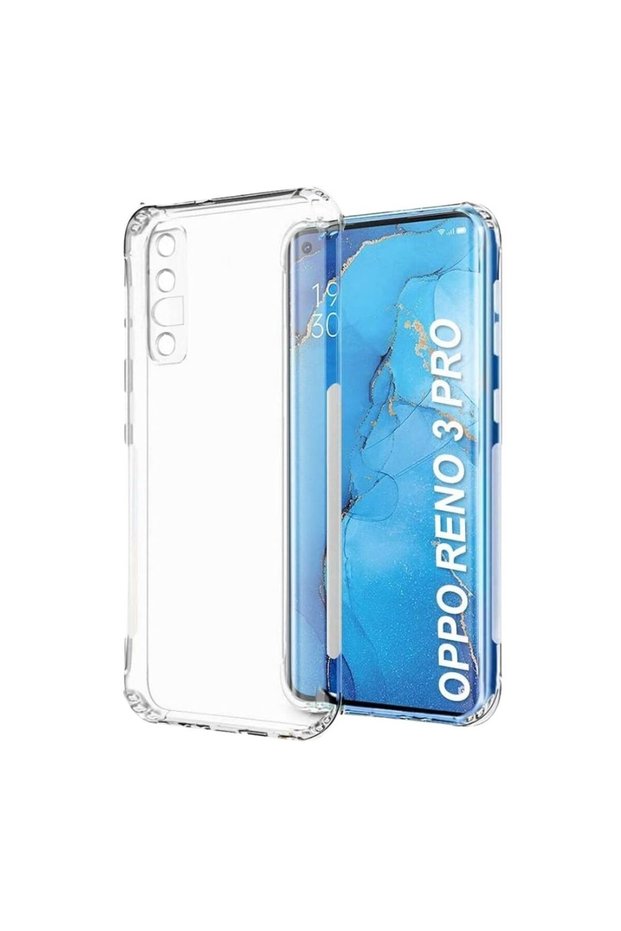 Oppo Reno 3 Pro Compatible Transparent Silicone Case - Flexible Full Protection Cover with Camera Protection