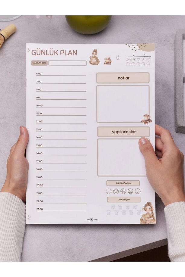 Günlük Saatli Ders Çalışma Planlayıcısı - A4 Dikey -  50 Sayfa - PL-3- Tüm Sınavlarla Uyumludur - 2