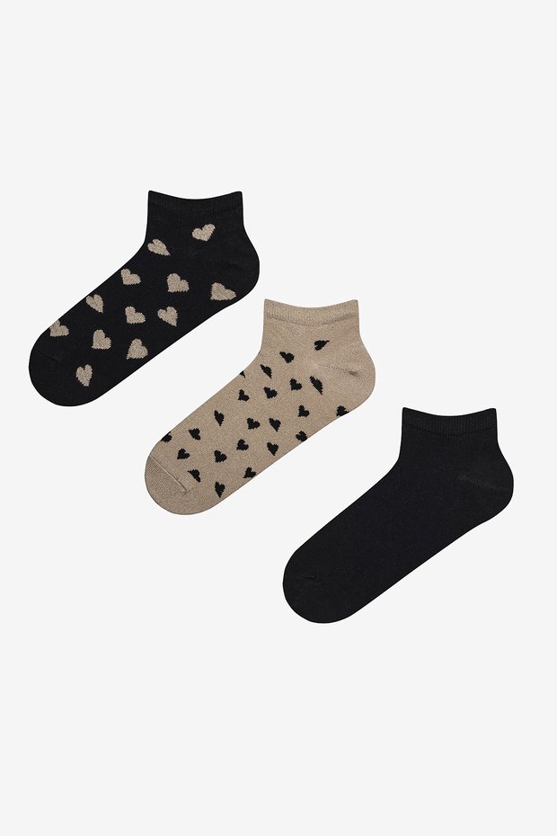 Gold Heart 3-Piece Black Gold Color Booties Socks
