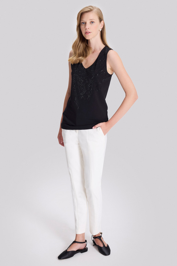 Taş Detaylı Örme Bluz - 2