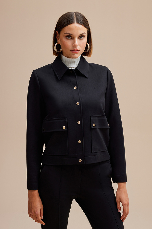 Çıtçıt Detaylı Örme Ceket - 2