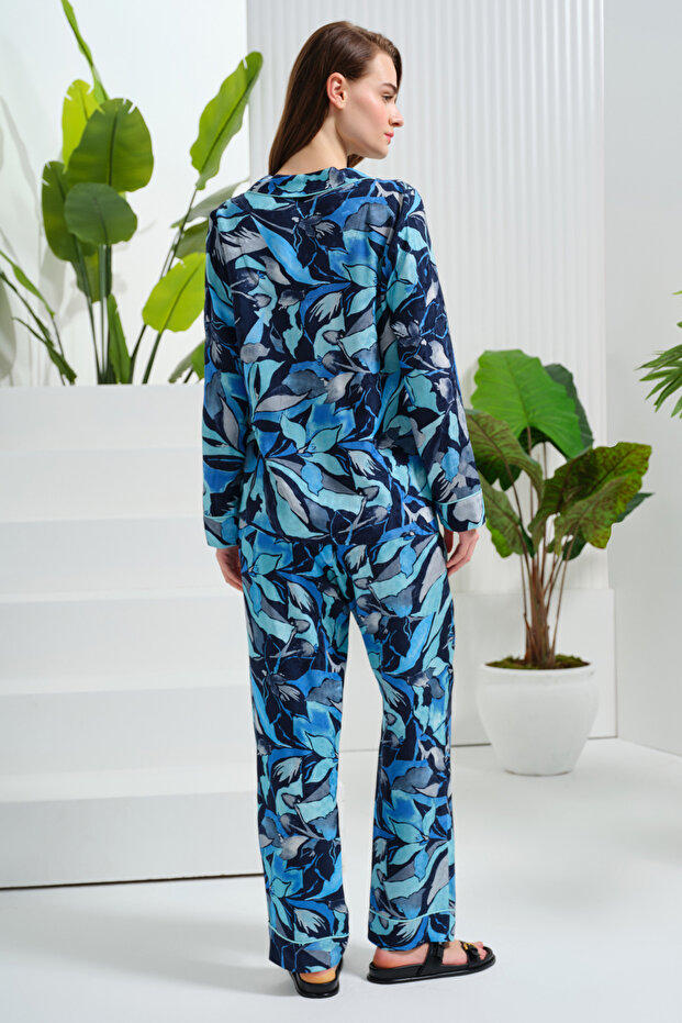 Long Sleeve Patterned Pajama Set - 5