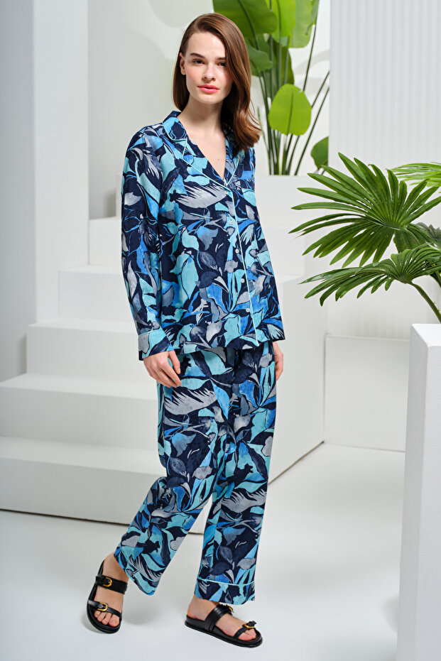 Long Sleeve Patterned Pajama Set - 4