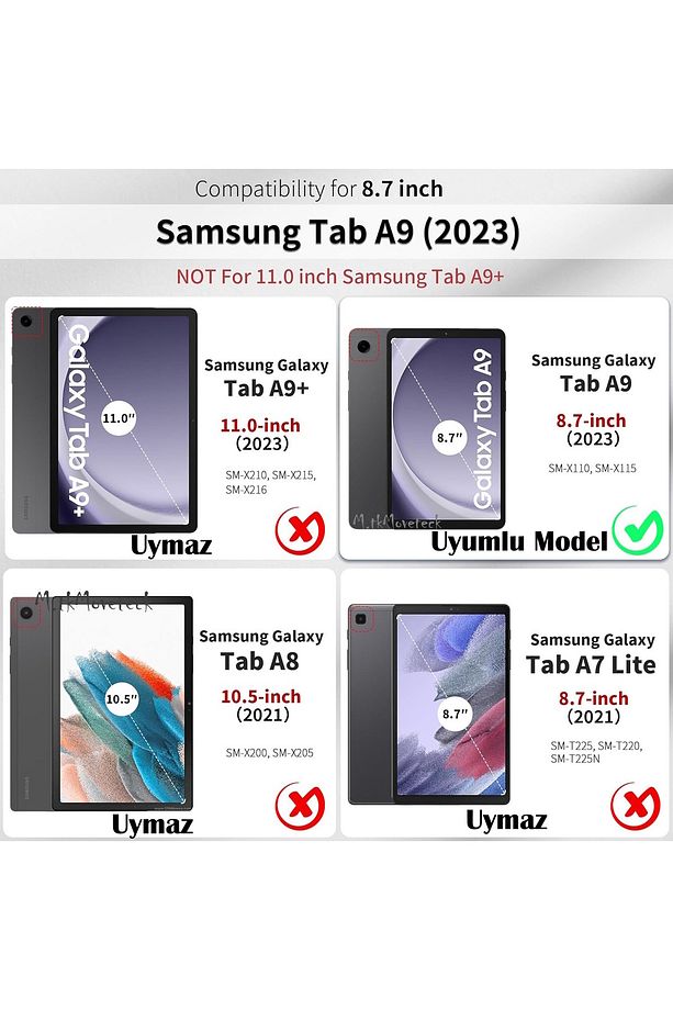 Samsung Galaxy Tab A9 8.7 inç Sm-X110 Tablet Kılıfı Akıllı Smart Uyku Modlu Katlanabilir Şeffaf - 2