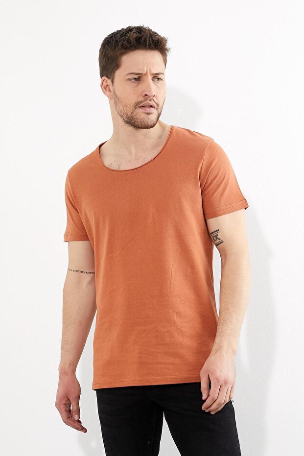 Erkek Bisiklet Yaka Basic T-shirt - 1