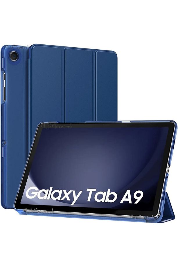 Samsung Galaxy Tab A9 8.7 inç Sm-X110 Tablet Kılıfı Akıllı Smart Uyku Modlu Katlanabilir Şeffaf - 1