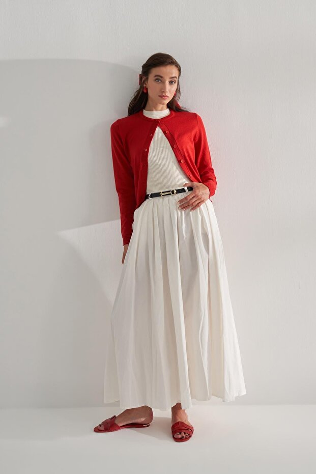 Ecru Belted Skirt