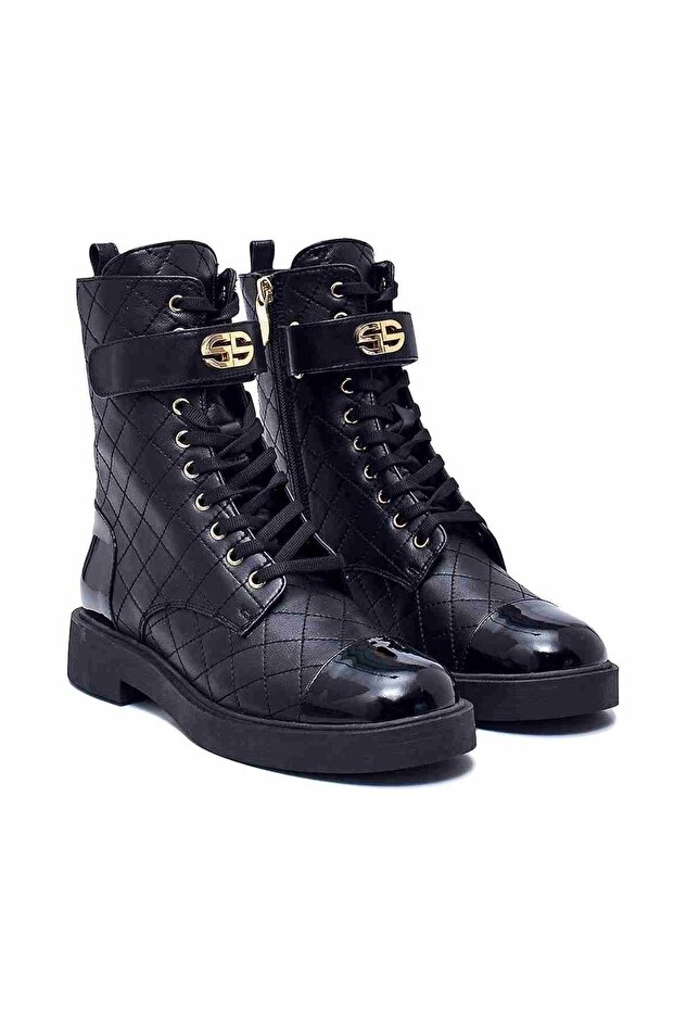 CHOVY2 SİYAH HAKİKİ DERİ Kadın DÜZ BOT - 3