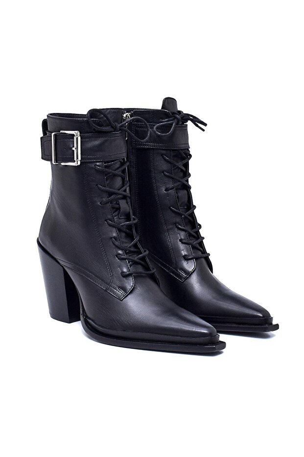 BLUNT SİYAH HAKİKİ DERİ Kadın TOPUKLU BOT - 3