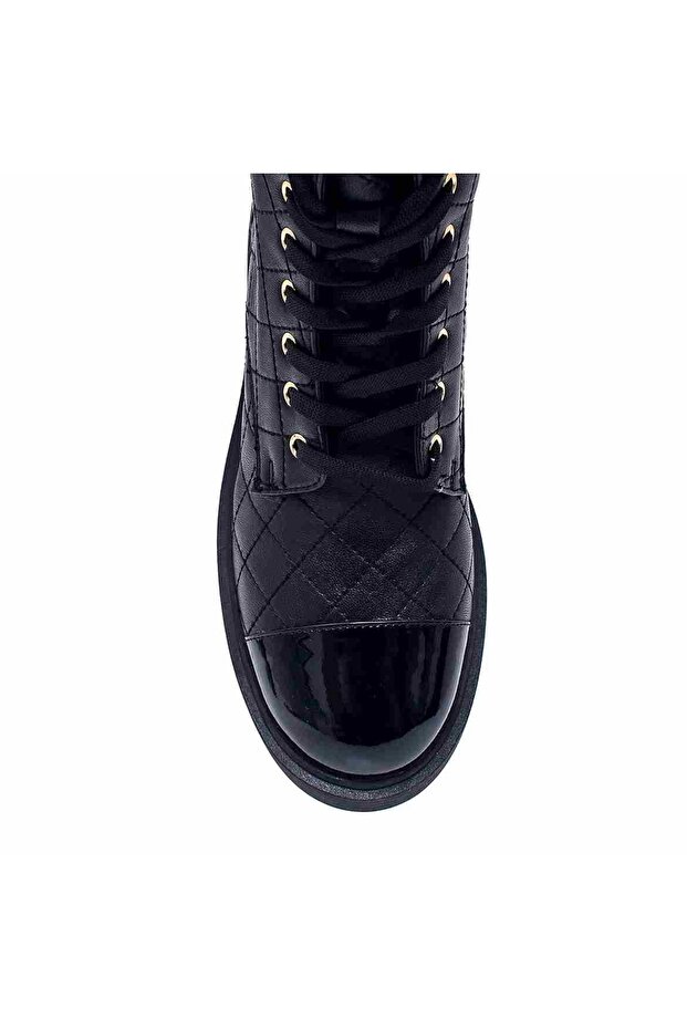 CHOVY2 SİYAH HAKİKİ DERİ Kadın DÜZ BOT - 4