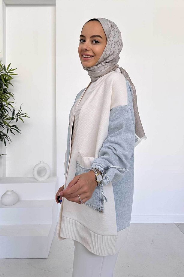 Çift Cep Tasarım Tesettür Hırka - 3